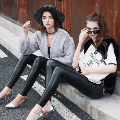 S-formade leggings i PU-läder