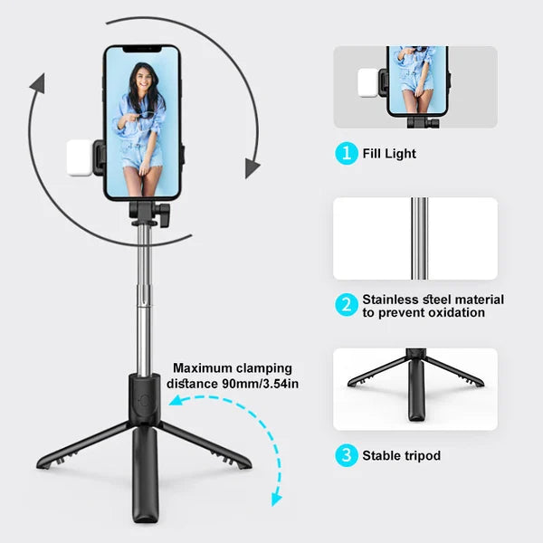 6 i 1 trådlös Bluetooth-selfiesticka