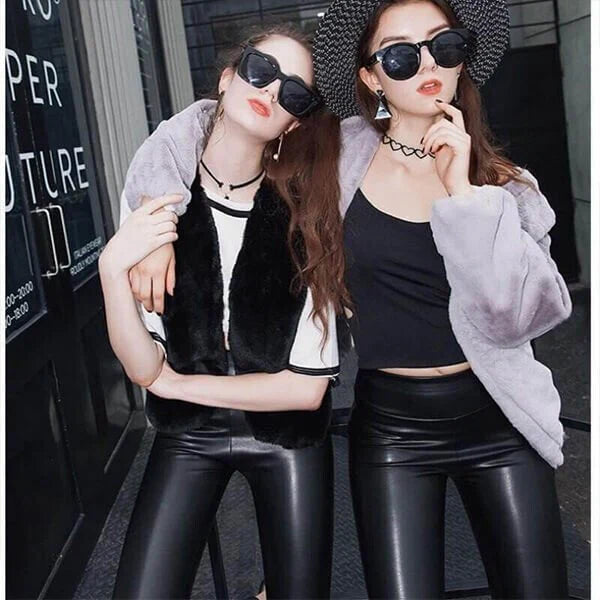 S-formade leggings i PU-läder