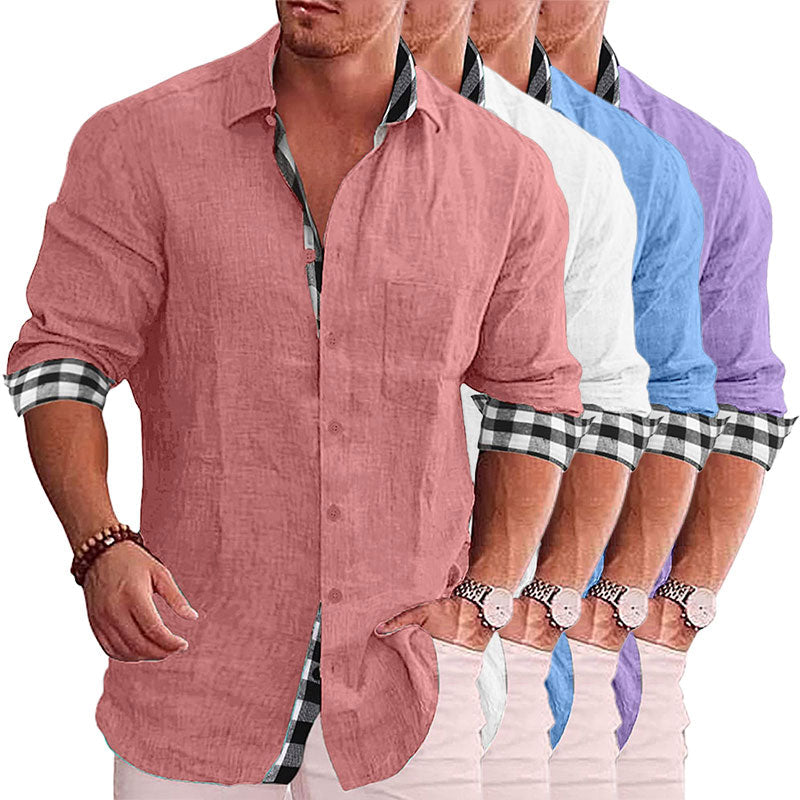 2024 Summer Gentleman Panelklädd Casual Knoppar Pocket Blus