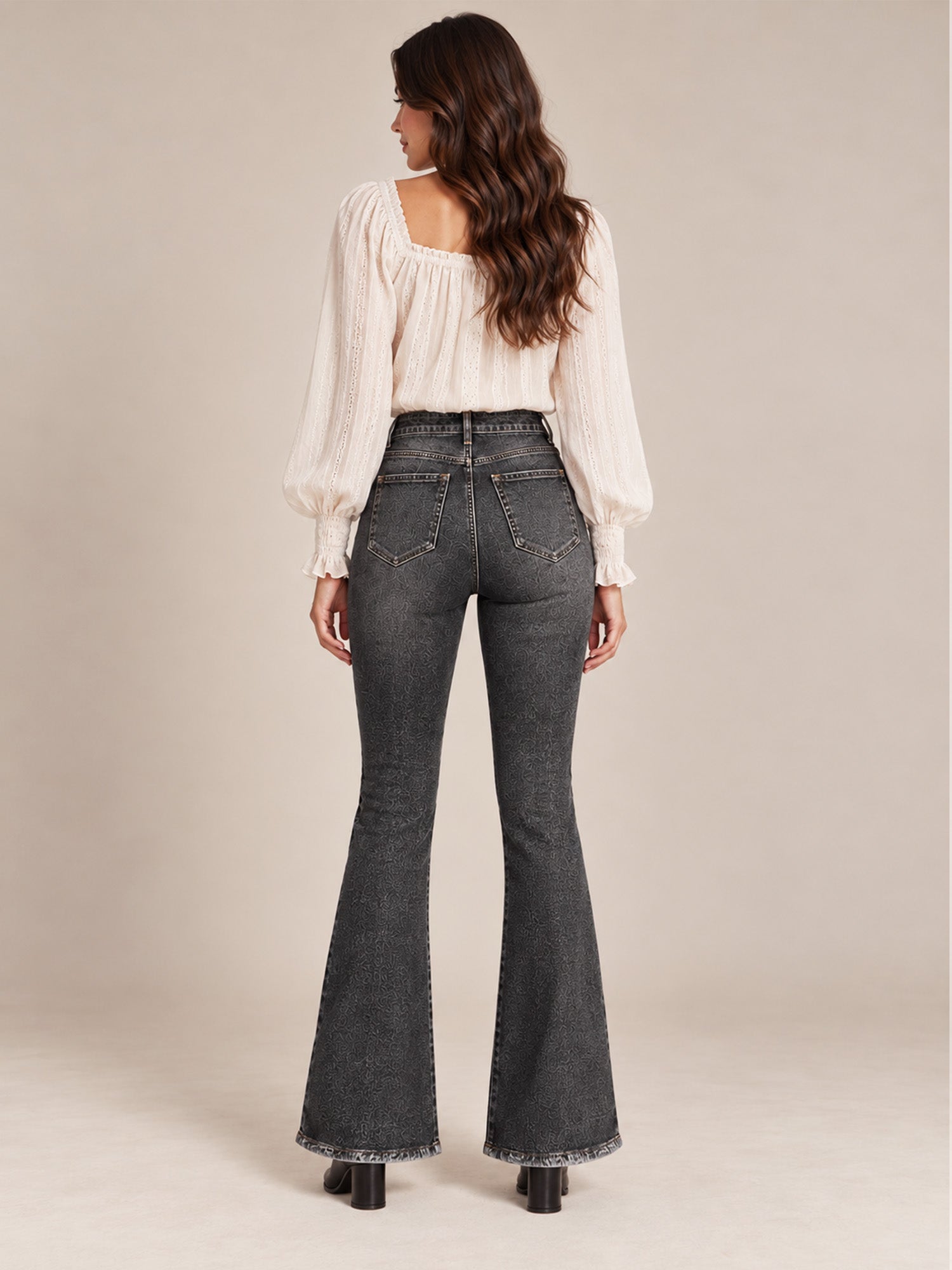 ⏰Sista dagen på rean – 50 % rabatt💃Damernas högmidjade slitna bootcut-jeans