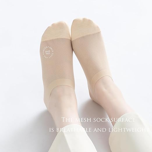 🔥Ultra Thin Liner Socks Non Slip ComBed No Show-strumpor i bomull