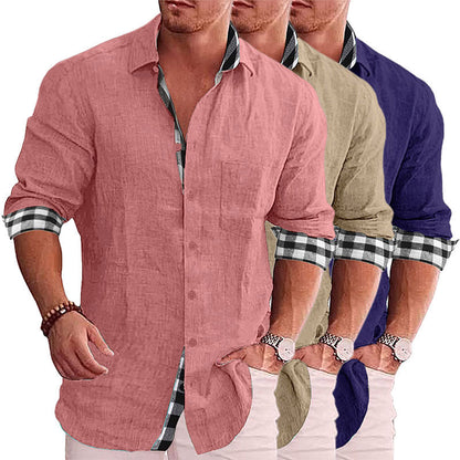 2024 Summer Gentleman Panelklädd Casual Knoppar Pocket Blus