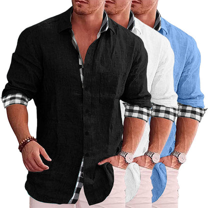 2024 Summer Gentleman Panelklädd Casual Knoppar Pocket Blus