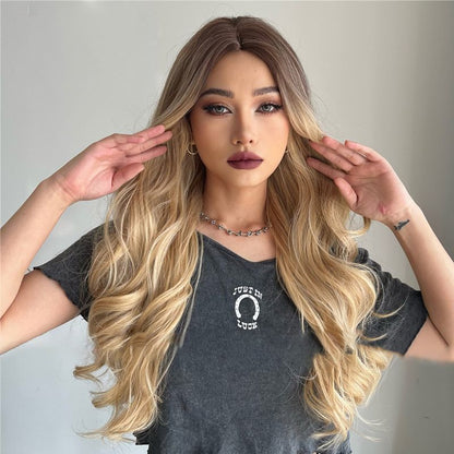 Vacker fluffig lång lockigt hår peruk💘50 % rabatt!💇Vacker, fluffig lång lockig peruk – naturlig, bekväm och justerbar!
