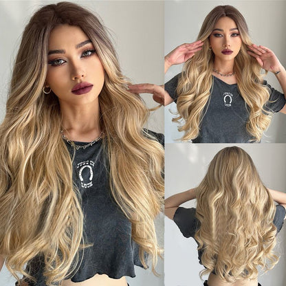 Vacker fluffig lång lockigt hår peruk💘50 % rabatt!💇Vacker, fluffig lång lockig peruk – naturlig, bekväm och justerbar!