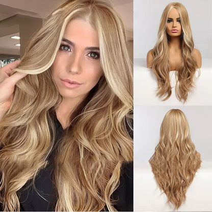 Vacker fluffig lång lockigt hår peruk💘50 % rabatt!💇Vacker, fluffig lång lockig peruk – naturlig, bekväm och justerbar!