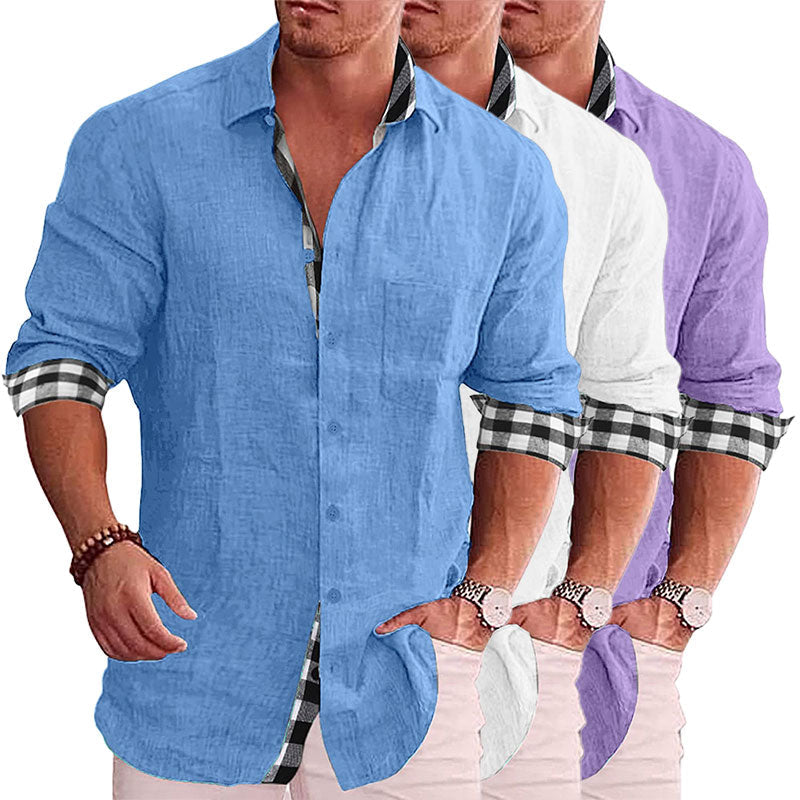 2024 Summer Gentleman Panelklädd Casual Knoppar Pocket Blus