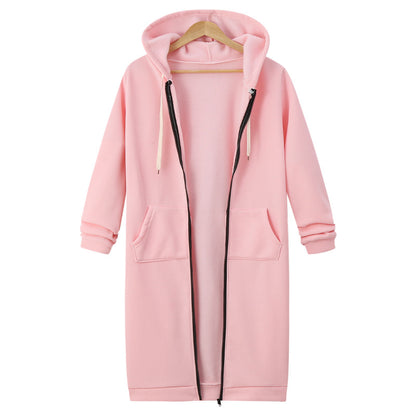 Lång sweatshirt med huva för kvinnor