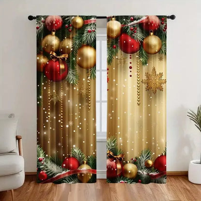 🔥 50 % RABATT! ✨ Set med 2 julgardiner – festliga mönster, enkel installation på standardgardinstång, enkel maskinvård 🎄🏠