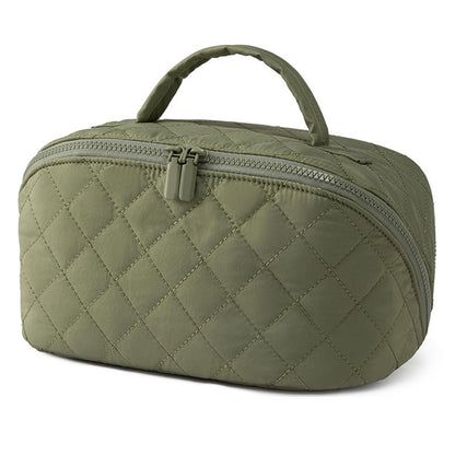 🔥 50 % RABATT! ✨ Sminkväskan med stor kapacitet – avtagbar ficka, elegant quiltat design, perfekt för resor 💄🧳