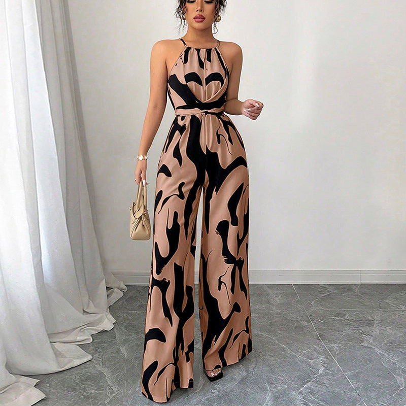 💥Modig färgblockerad halterneck-jumpsuit