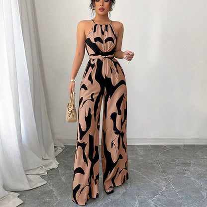 💥Modig färgblockerad halterneck-jumpsuit
