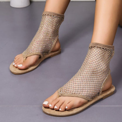 Sandaler i mesh med diamanter och spets