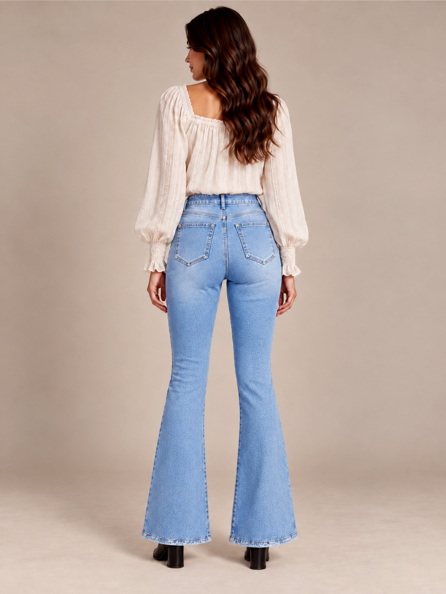 ⏰Sista dagen på rean – 50 % rabatt💃Damernas högmidjade slitna bootcut-jeans