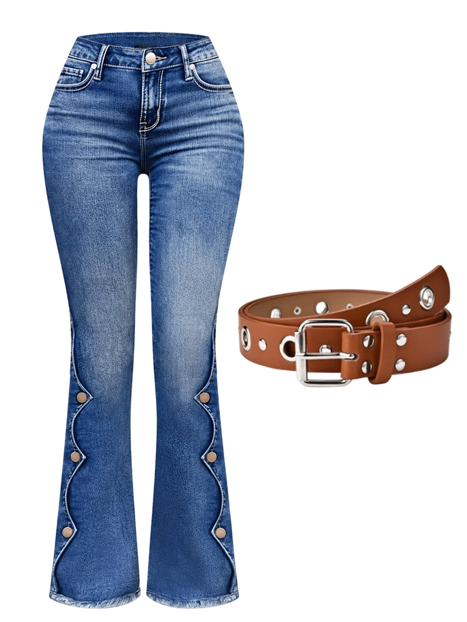 ⏰Sista dagen på rean – 50 % rabatt💃Damernas högmidjade slitna bootcut-jeans