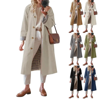 💜 SISTA DAGENS ERBJUDANDE – 50 % RABATT 💜 Trenchcoat för damer med skjortkrage och enkelknäppt knäppning