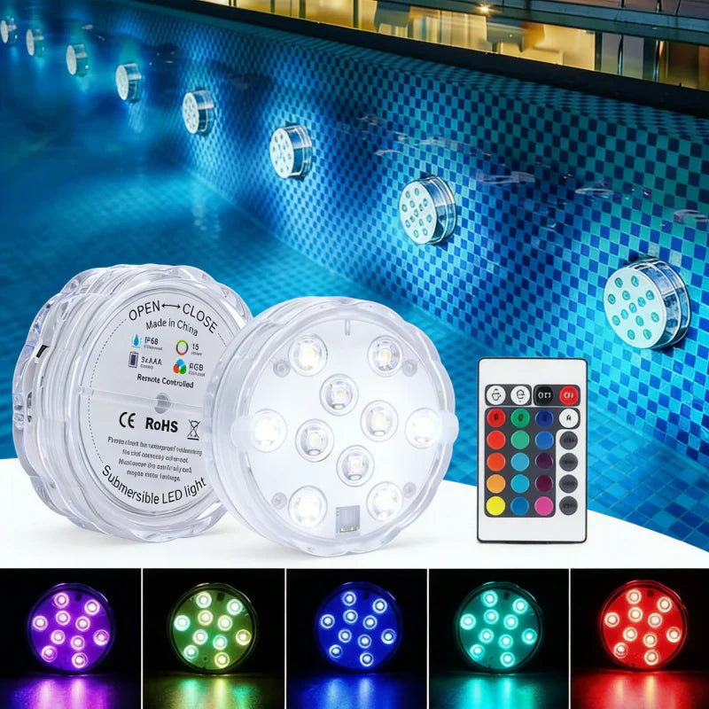 LED dykbelysningssystem （10 lampor）Ultrastarka färgglada LED-lampor med olika lägen
