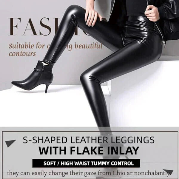 S-formade leggings i PU-läder