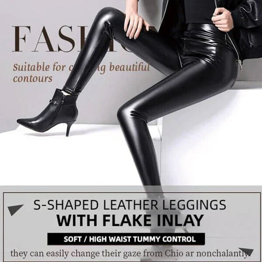 S-formade leggings i PU-läder