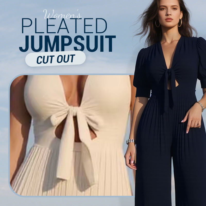V-ringad plisserad jumpsuit i enfärgad modell för kvinnor 💛💛