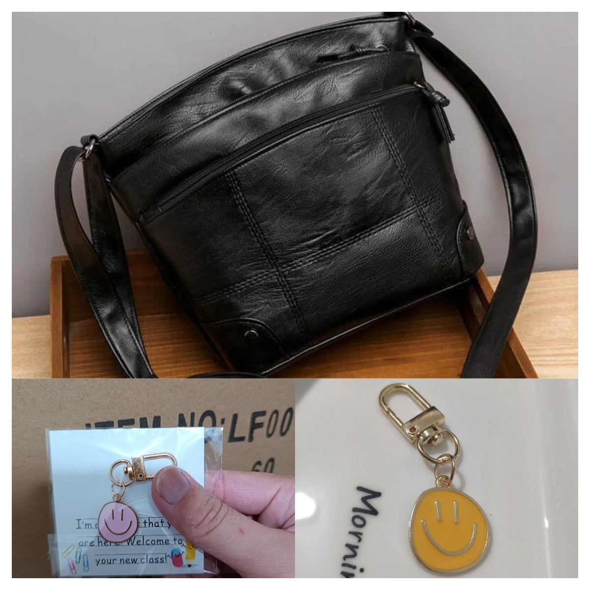 Axelremsväska med flera fickor tillverkad av mjukt läder