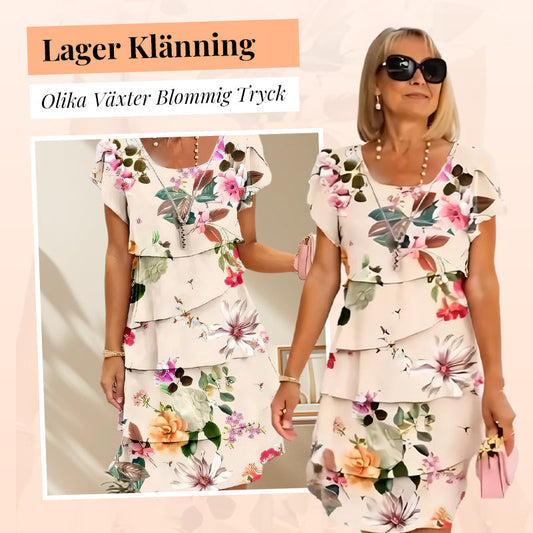 🔥🎁Nyhet 50 % RABATT🔥Kaskadklänning med blommönster och flera växter