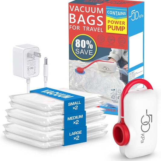 🎁 Hot Sale 50% rabatt 🔥6-pack USB elektriska vakuumkomprimeringspåsar - spara utrymme, res lätt!