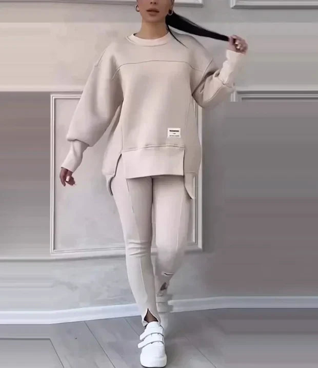 👚 50% RABATT NU! ✨ Avslappnat Set med Sweatshirt och Leggings för Kvinnor - Mjukt och Andas Material för Vardag och Träning 🏃‍♀️💫