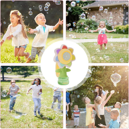 🌻 50% RABATT! 🫧 Solrosformad Bärbar Elektrisk Bubbeltillverkningsleksak – Automatiska Bubbel, Söt Design & Perfekt för Barn 🎈