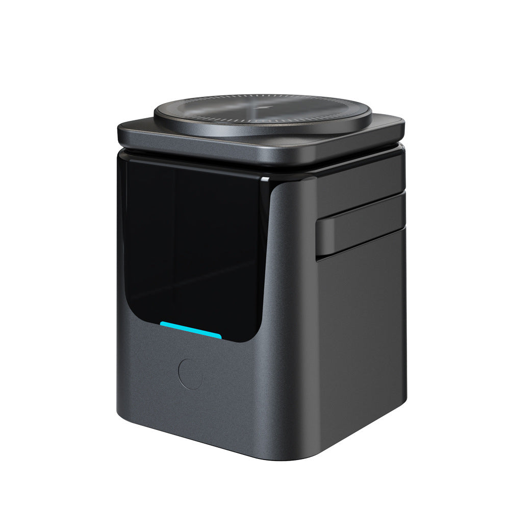 Elektrisk 3-i-1 trådlös laddare, multifunktionell elektrisk hopfällbar trådlös laddare för skrivbordet, KC-certifierad