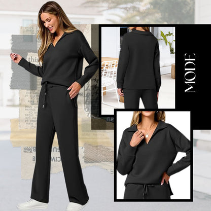🔥2-delade set för kvinnor Outfits Casual långärmade sweatshirts Set