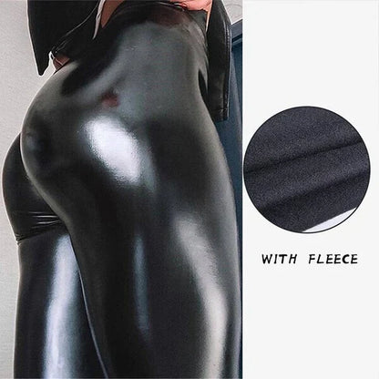 S-formade leggings i PU-läder