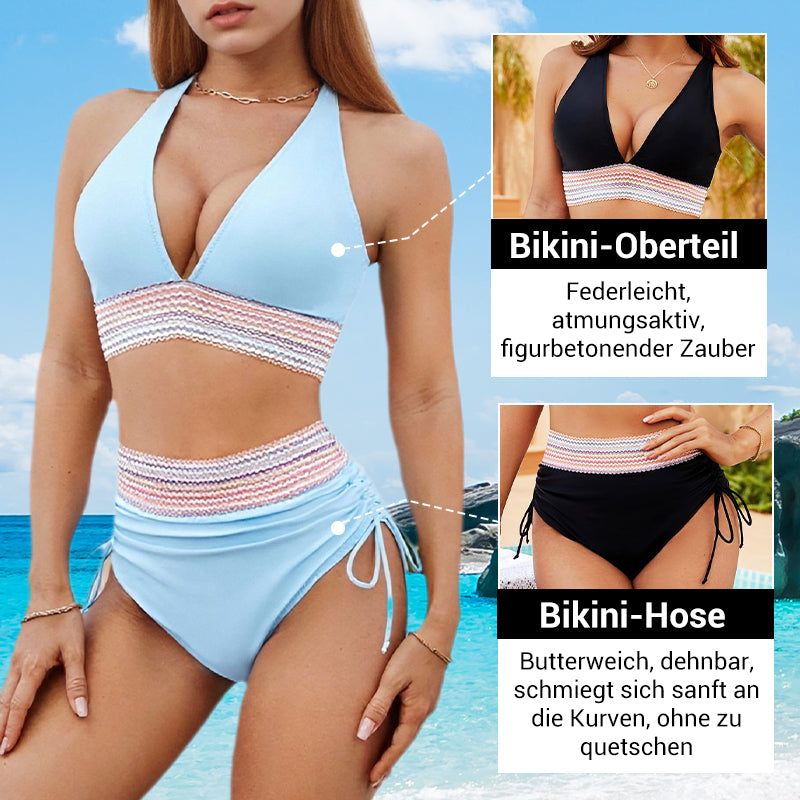 🔥2026 Ny stil 50% rabatt💥Bikinset med hög midja, magkontroll och färgblocksdesign👙