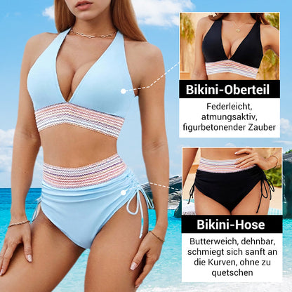 🔥2026 Ny stil 50% rabatt💥Bikinset med hög midja, magkontroll och färgblocksdesign👙