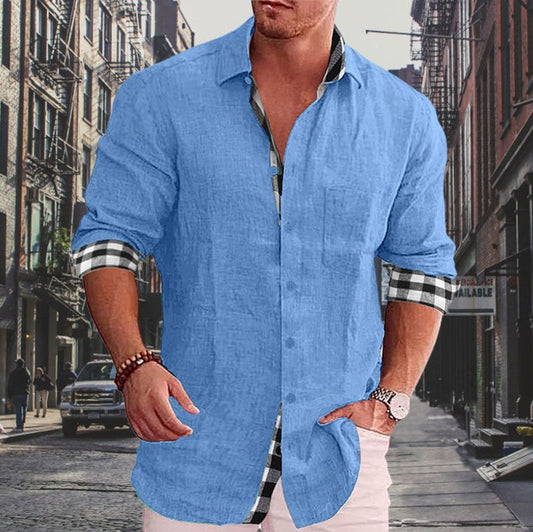 2024 Summer Gentleman Panelklädd Casual Knoppar Pocket Blus