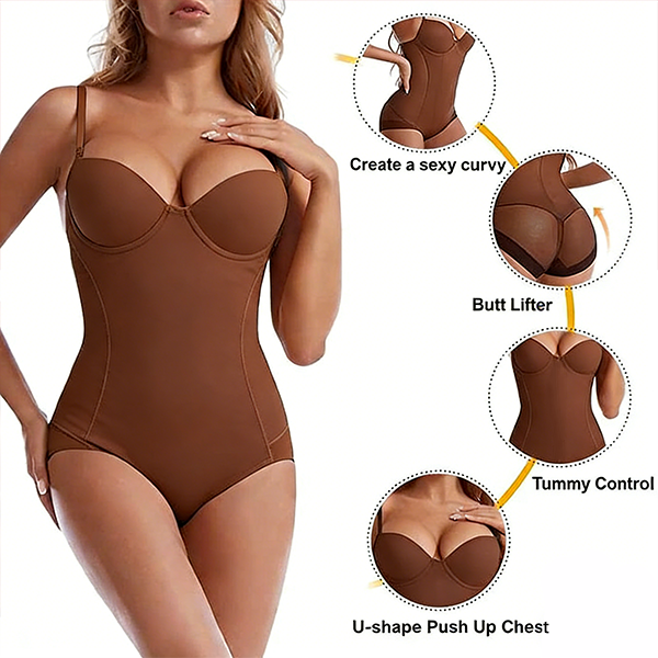 🔥SISTA DAGEN REA 50 % RABATT🔥Shapewear-bodysuit med behå | Rynkad, smalande, justerbar midja✨