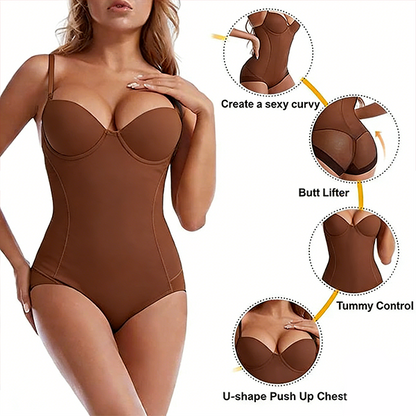 🔥SISTA DAGEN REA 50 % RABATT🔥Shapewear-bodysuit med behå | Rynkad, smalande, justerbar midja✨