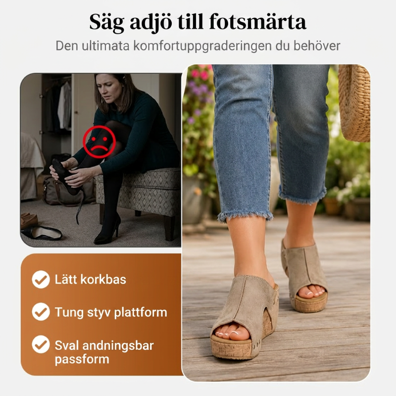 💐50 % RABATT! Ortopediska sandaler med kilklack – Fotvalvsstöd & Komfort hela dagen 🌸👣