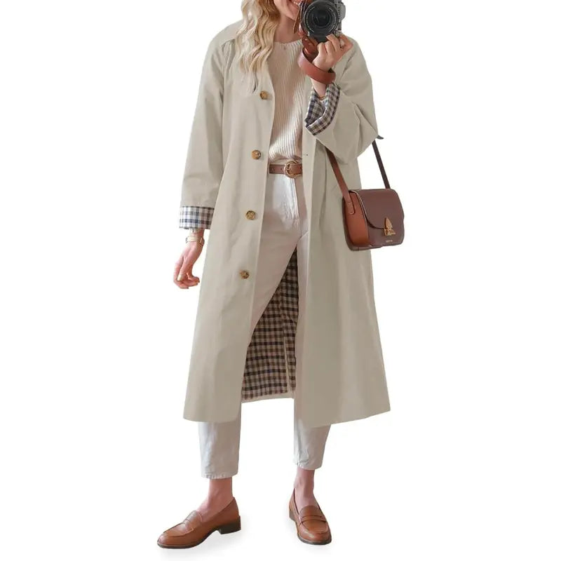 💜 SISTA DAGENS ERBJUDANDE – 50 % RABATT 💜 Trenchcoat för damer med skjortkrage och enkelknäppt knäppning