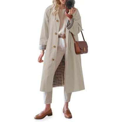💜 SISTA DAGENS ERBJUDANDE – 50 % RABATT 💜 Trenchcoat för damer med skjortkrage och enkelknäppt knäppning