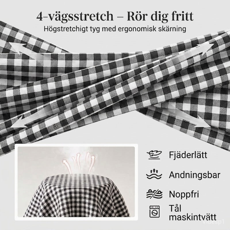 👖🌸 Rutiga capribyxor i bomull-linne med dragsko