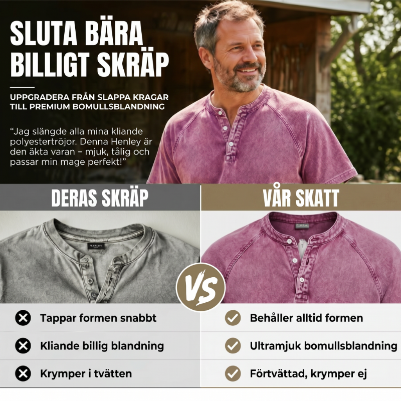 👕✨ Bomulls skjorta med bandkrage och raglanärmar