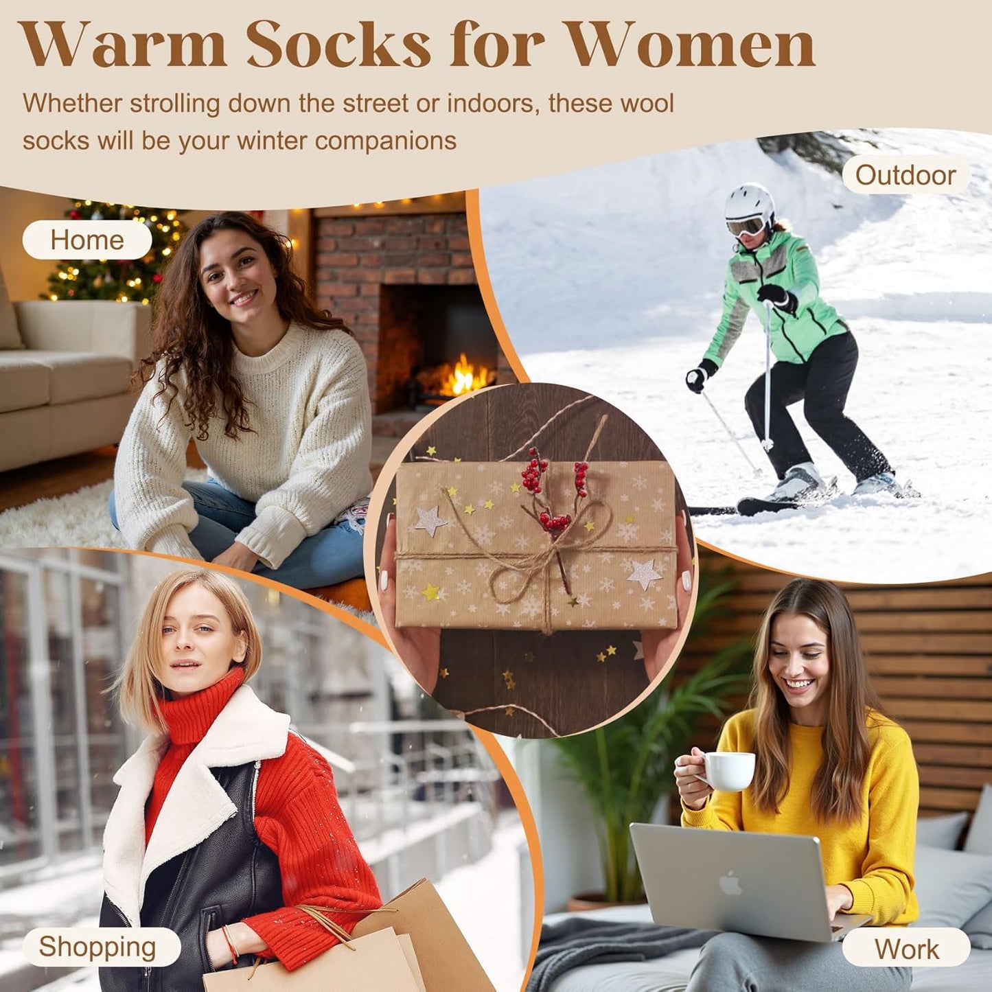 💖SISTA DAGEN REA 50 % RABATT✨5 par enfärgade damstrumpor som når till mitten av vaden