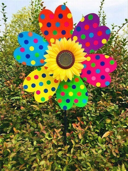 🎉 Färgglad solros-väderkvarn – för dekoration utomhus och på gården🌻