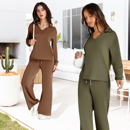 🔥2-delade set för kvinnor Outfits Casual långärmade sweatshirts Set