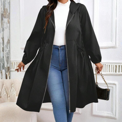 💖REA – 50 % RABATT🧥Avslappnad långärmad kappa i stora storlekar med dragsko, dragkedja och huva