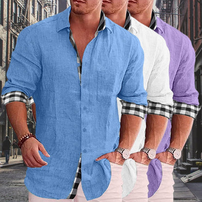 2024 Summer Gentleman Panelklädd Casual Knoppar Pocket Blus