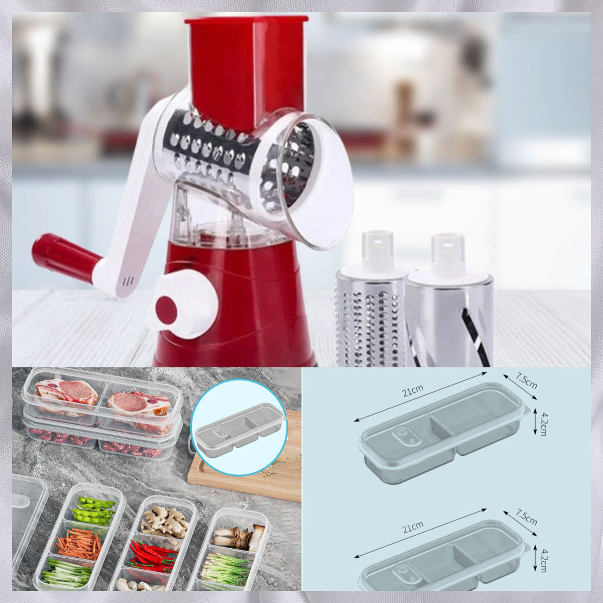 🥕Limiterad tid till halva priset-3 i 1 roterande osthyvel grönsaksrivare