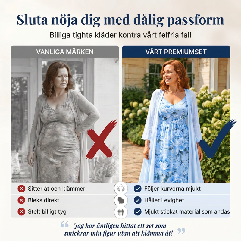 Elegant tvådelat klädset med blommönster för damer